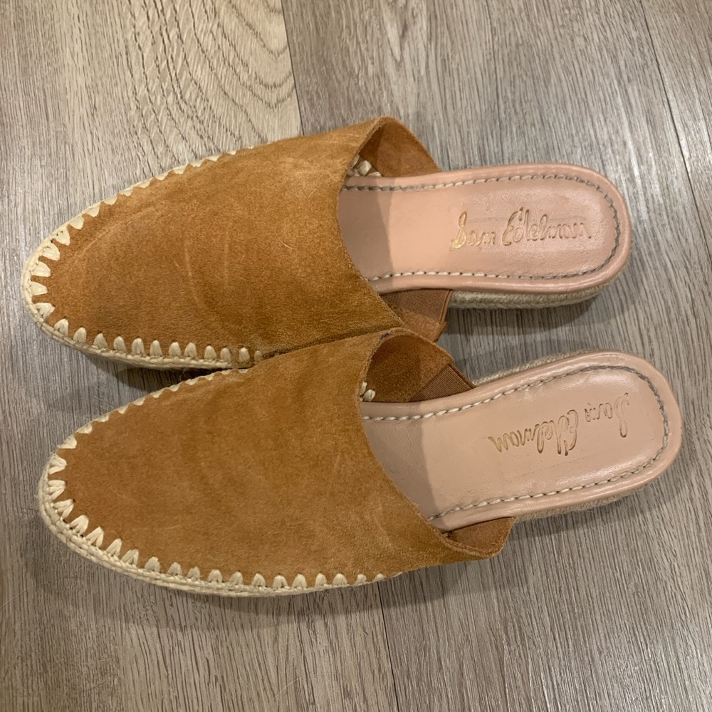 Sam Edelman Tan Suede Espadrille Slip-On Mules - Picture 3 of 5